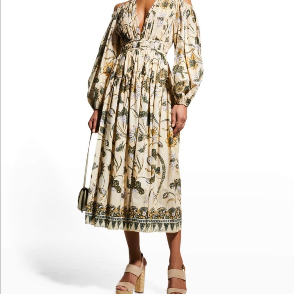 Ulla Johnson Tahlia Cold-Shoulder Midi Dress